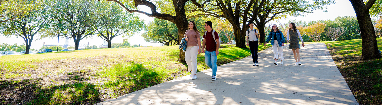 students walking on the quad