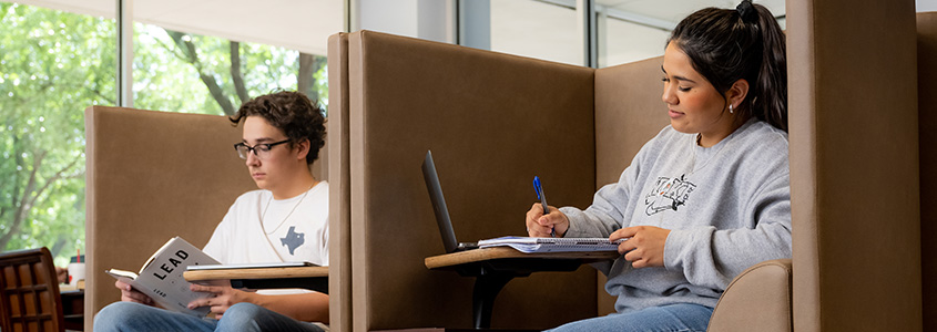DBU students studying in library