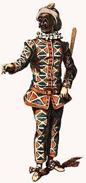 arlechino theater costume shown in a front-facing view