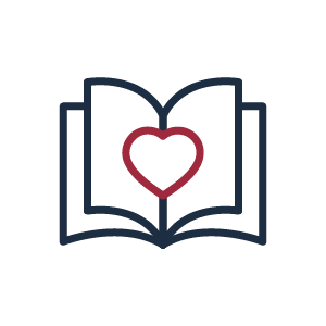 book with a heart logo